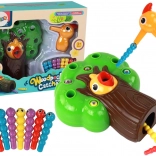 Magnetisch behendigheidsspel: vang de wormpjes en voer het vogeltje