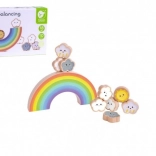 Houten balansboog met wolken