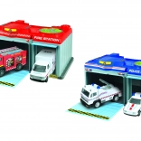 Draagbare station met 2 metalen auto’s