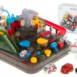 Interactieve racebaan met obstakels voor auto's met verlichting en geluiden