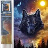 Diamantschilderen Donkere wolf 30 × 40 cm