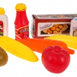 Kinderwinkelwagentje met blauwe mand en accessoires