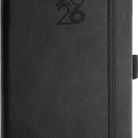 Stijlvolle zwarte zakformaat agenda met elastiek en penlus Aprint 2026