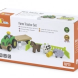 Houten tractor met boerderijdieren Viga Toys