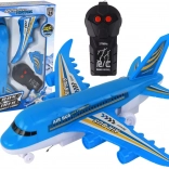 Op afstand bestuurbaar blauw vliegtuig voor kinderen met LED-verlichting