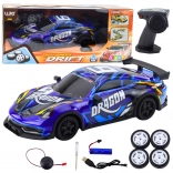 RC sportauto met verlichte carrosserie en drift – blauw