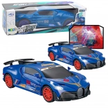 Interactieve sportwagen met obstakelsensor, LED-bol en 360°-rotatie, blauw