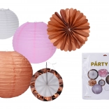 Party-mix van papieren decoraties – lampions, pompons en hangornamenten (set van 12 stuks)