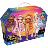 Puzzel 70 stukjes met glitter in koffertje RAINBOW HIGH – Brokaatpoppen