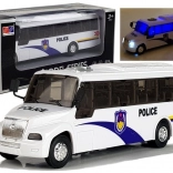 Politiebus met licht- en geluidseffecten – metalen model, wit, 21 cm