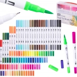Tweekleurige stiften en fineliners in koffer, 100 kleuren