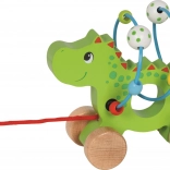 Goki houten treke draakje met kralen