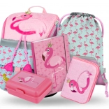 Schoolset Zippy Flamingo: rugzak, etui, zak, mappen, doos
