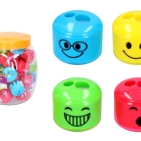 puntenslijper voor twee potloden met gezichtje en reservoir