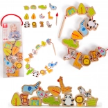 Houten rijgkralen Zoo Classic World, 13 stuks