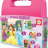 Puzzel in koffertje Disney prinsessen 4-in-1