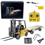 Heftruck met aanhanger op afstandsbediening 1:10, oranje