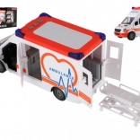 Speelgoed Ambulance van Plastic 28cm met Brancard en Trage Terugkeer met Licht en Geluid