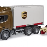Commerciële vrachtwagen SCANIA Super 560R UPS met heftruck BRUDER 1:16