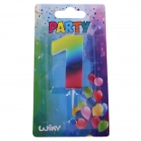Partykaars cijfer 1 regenboog