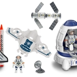 Ruimteset met figuurtje en ruimteshuttle