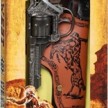 Metalen cowboyrevolver met holster voor 8 patronen Gonher