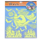 Lichtgevende muurstickers Heks Halloween 38 × 31 cm