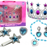 Kleine prinses set kroon oorbellen ketting ring haarklipjes