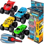 Raceset van 4 metalen auto’s met lanceerders