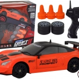 RC sportauto 1:24 oranje met verwisselbare wielen