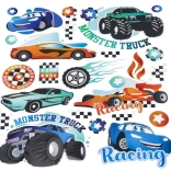 Opstrijkbare stickers Monster Truck – groot vel 20 × 30 cm