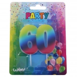 Verjaardagskaars cijfer 60 regenboog