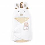 doudou pluche witte deken met capuchon Happy Wild 70 cm
