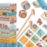 Tooky Toy houten balans- en stapeltoren met dieren, 82 delen