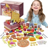 Woopie picknickmand met fruit, groenten en fastfood, XXL set 103 stuks