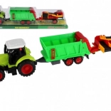 Tractor met aanhanger en riem, kunststof, 56 cm, vliegwiel