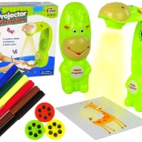 Kinder tekenprojector met sjablonen en stiften – groen