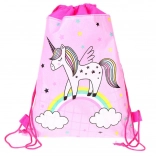 Schoolgymtas Eenhoorn op regenboog roze 35x27 cm
