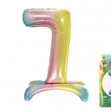 Folieballon cijfer 7 regenboog 80 cm