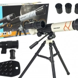 Educatieve wetenschappelijke telescoop met telefoonhouder wit