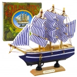 Decoratief model zeilboot wit-blauw 16x15 cm
