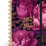 Notique spiraalgebonden 18‑maanden agenda Petito – paarse bloemen 2024/2025, 13 × 18 cm