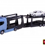 Vrachtwagen multicar carrier SCANIA 770S blauw + PORSCHE Macan 1:43