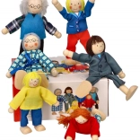 Goki familiepoppen voor poppenhuis, set van 6 stuks