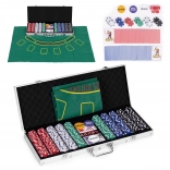 Poker- en blackjackset – 500 fiches, 2 kaartspellen, dobbelstenen, speelmat, afsluitbare koffer