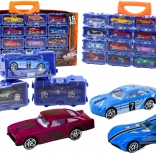 Set metalen autootjes in koffer, 16 stuks