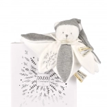 Cadeauset Knuffeldoekje Pluche Beertje met muts grijs