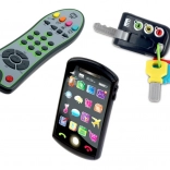 Trio set Tech Too – sleutels, TV‑afstandsbediening en kindersmartphone