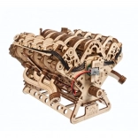 Ugears 3D houten mechanische puzzel motor V8