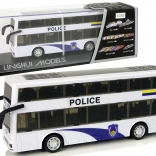 Dubbeldekker politiebus met pull-back aandrijving, licht en geluid